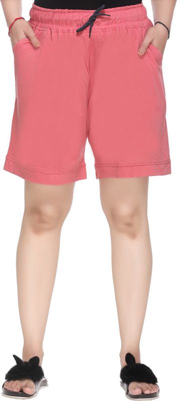Solid Women Pink Regular Shorts, Bermuda Shorts, Gym Shorts, Night Shorts, Sports Shorts