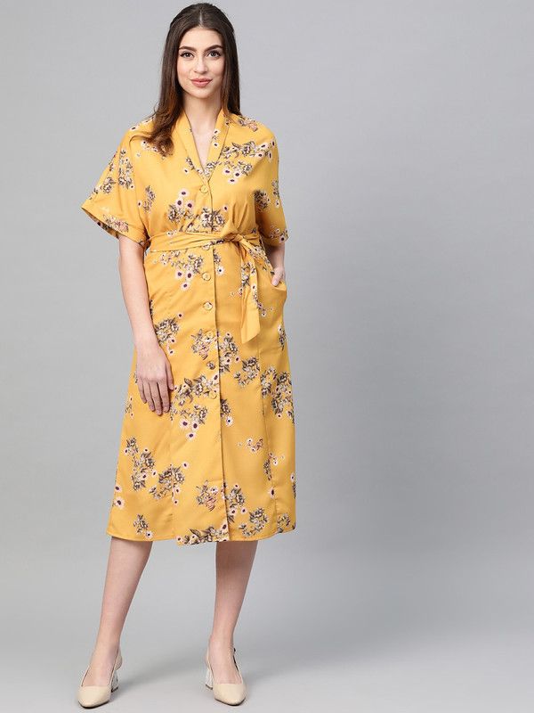 Women Shirt Green, White, Yellow Dress