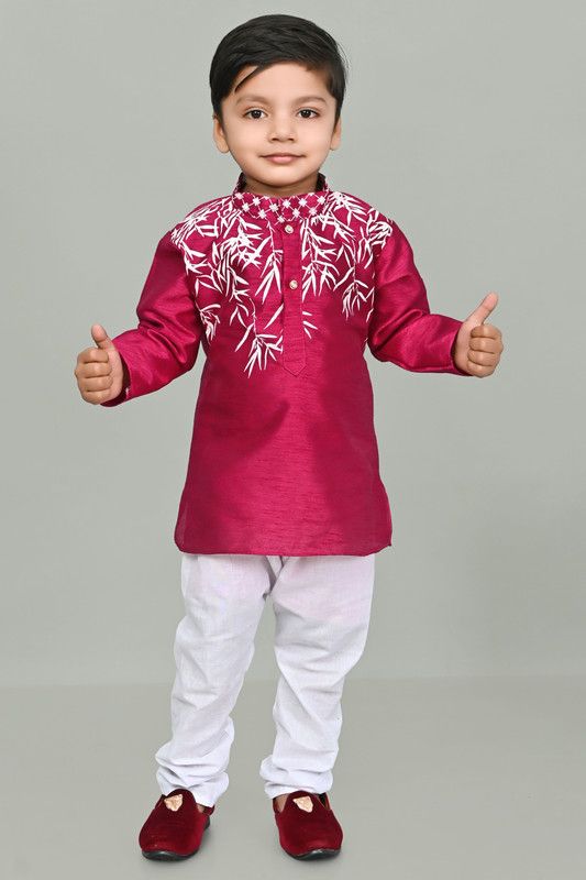 Boys Dupion Silk Kurta and Pyjama Set  (Pack of 1)