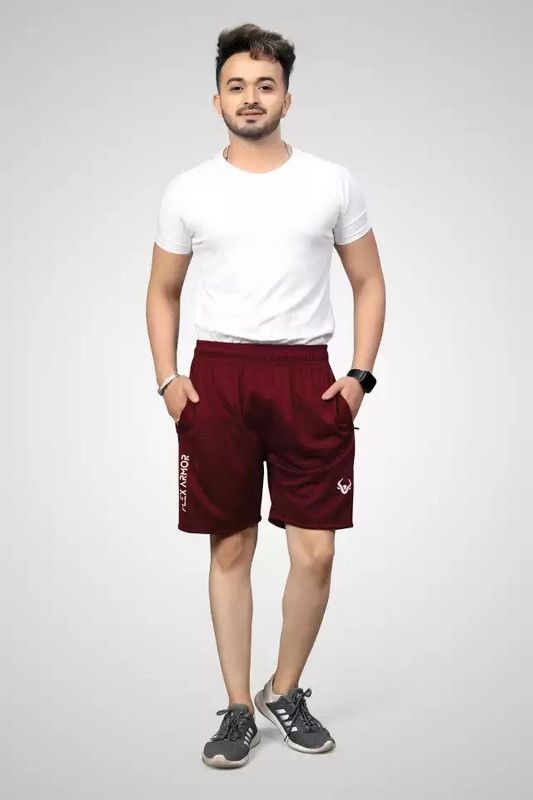 Self Design Men Maroon Regular Shorts