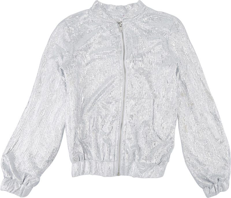 Girls Casual Poly Silk Blouson Top  (Grey, Pack of 1)