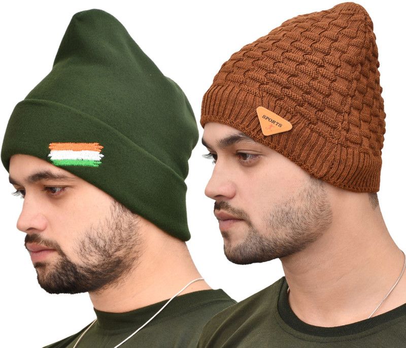 Embroidered Beanie  (Pack of 2)