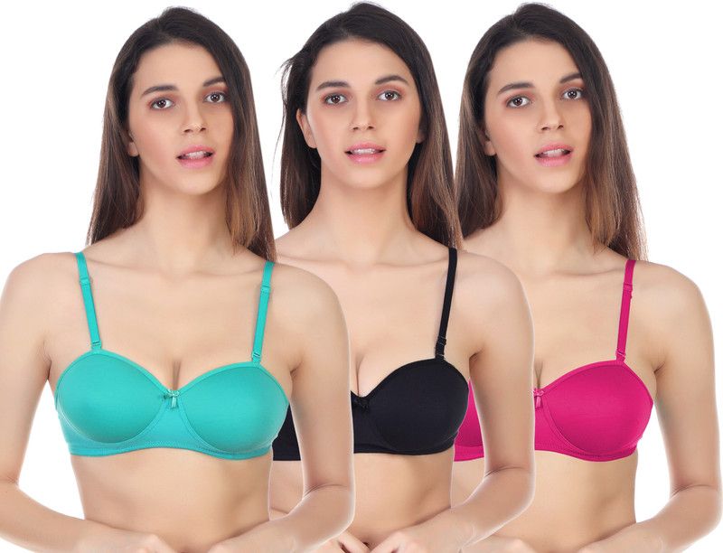 Pack of 3 Women Push-up Lightly Padded Bra  (Black, Pink, Green)