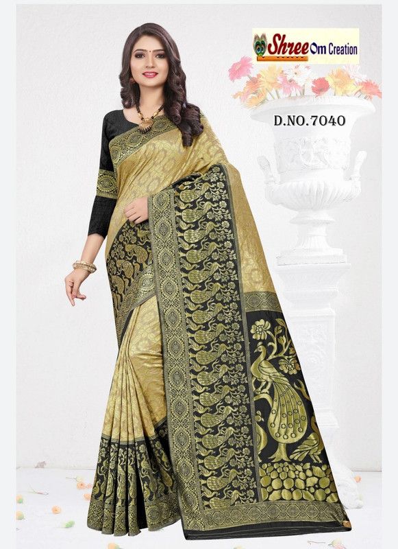 Banarasi Jacquard Saree  (Pack of 2, Black)