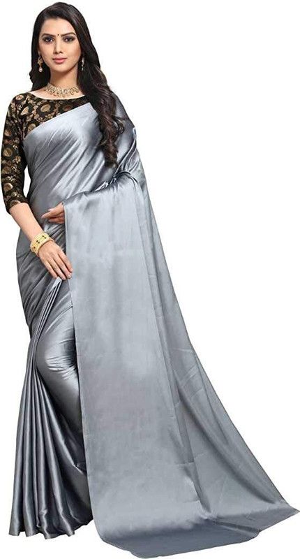 Shalu Satin Saree  (Multicolor, Grey)