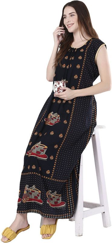 Women Night Dress  (Dark Blue)