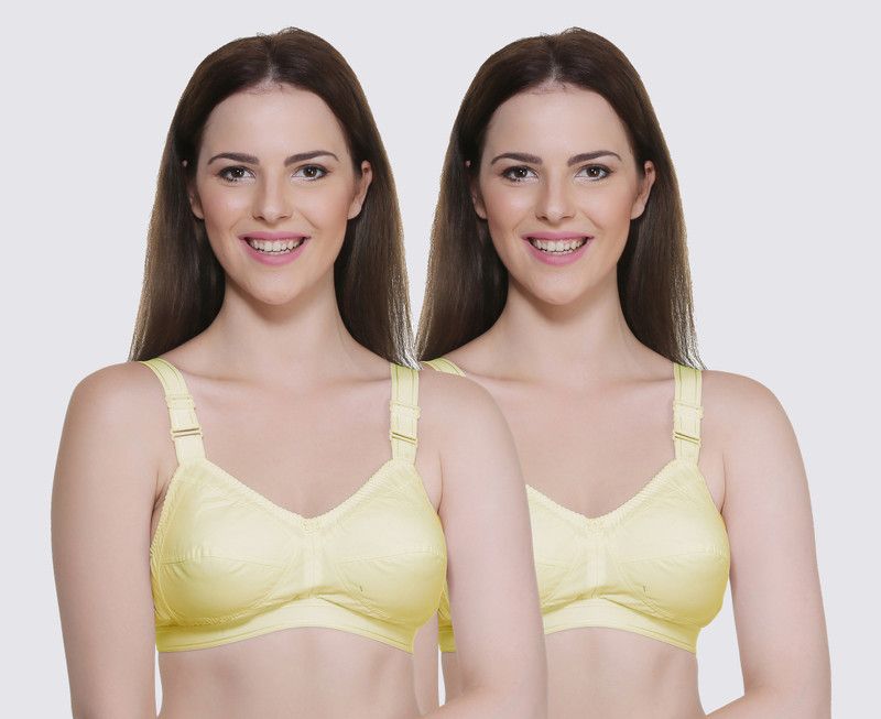 Pack of 2 Women Full Coverage Non Padded Bra  (Yellow)