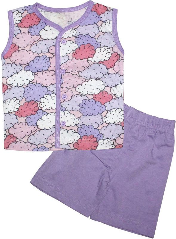 Baby Boys & Baby Girls Casual T-shirt Shorts  (Purple)