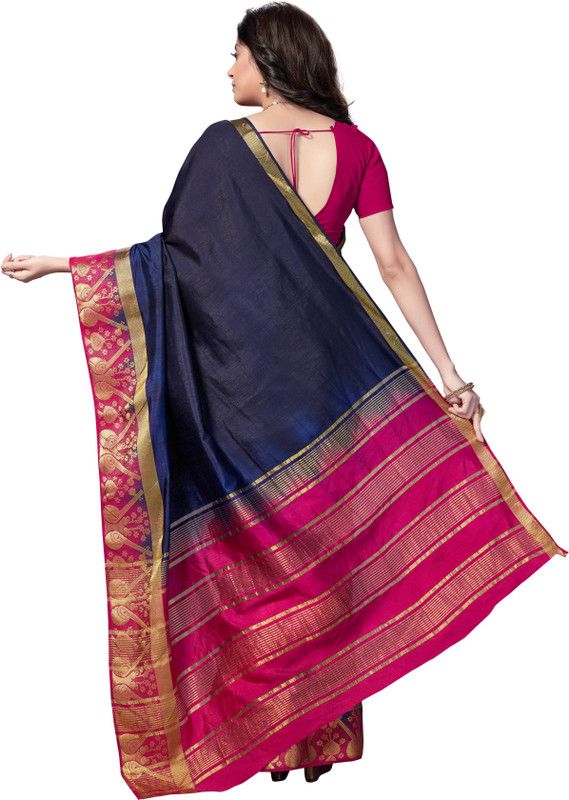 Solid/Plain Bollywood Art Silk Saree  (Blue)