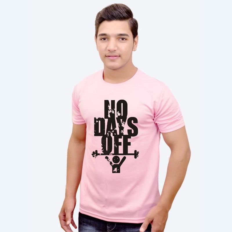 Men Printed Round Neck Viscose Rayon Pink T-Shirt