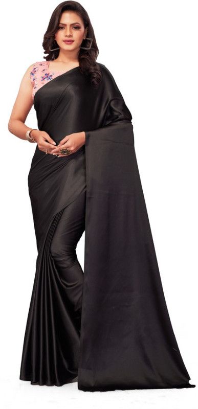 Bollywood Satin Saree  (Black)