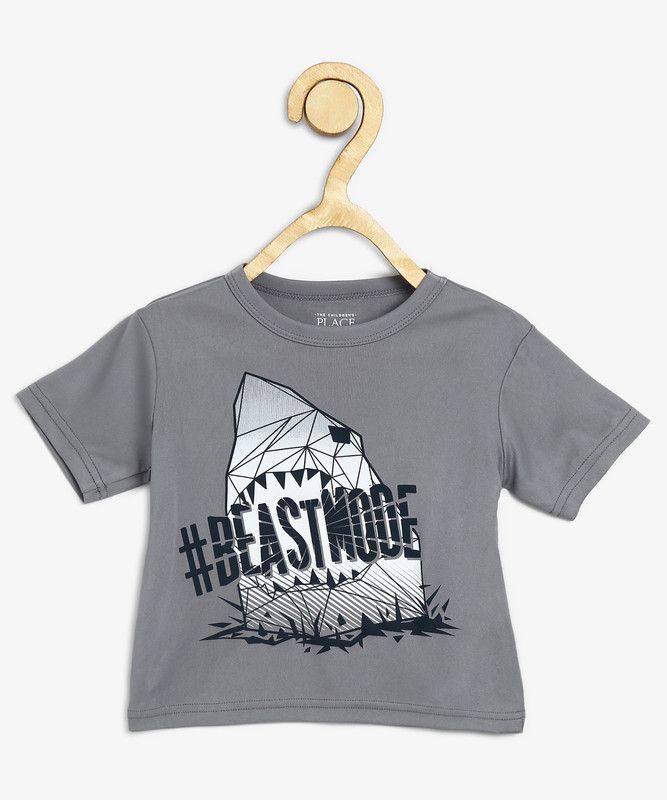Girls Graphic Print Polyester T Shirt  (Grey, Pack of 1)