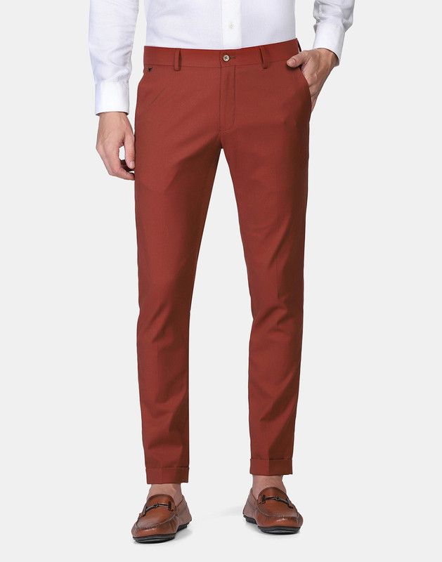 Men Brown Viscose Rayon Trousers