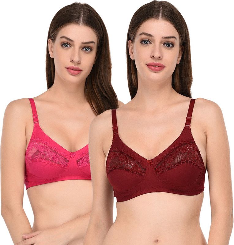 Pack of 2 Women Push-up Non Padded Bra  (Maroon, Pink)