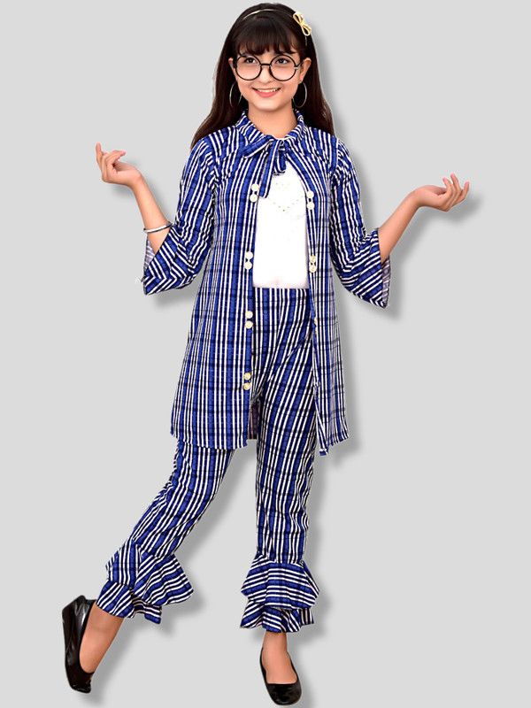 Girls Casual Shrug Pyjama  (Blue)