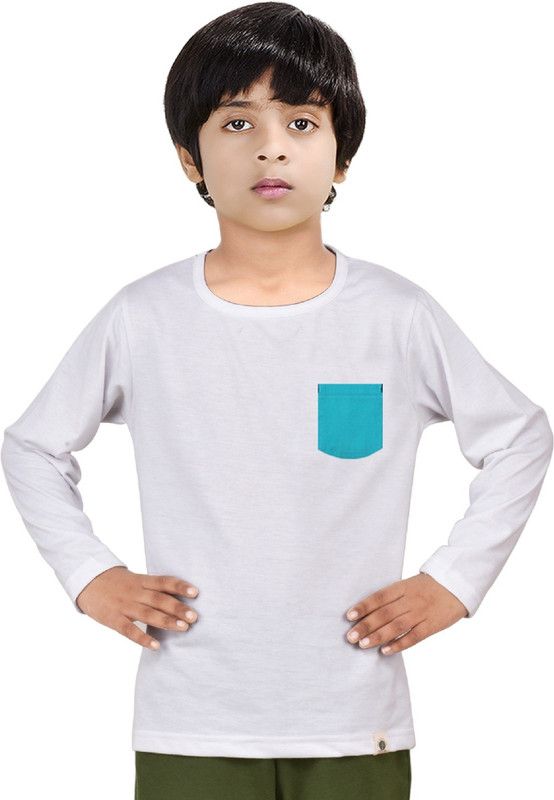 Boys Solid Polycotton T Shirt  (White, Pack of 1)
