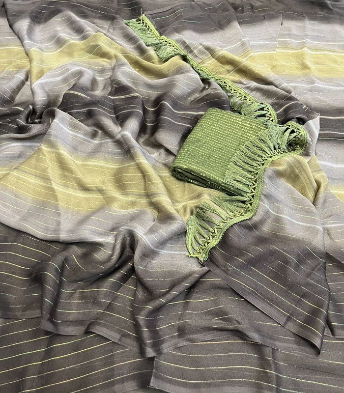 Woven Bollywood Chiffon Saree  (Light Green)