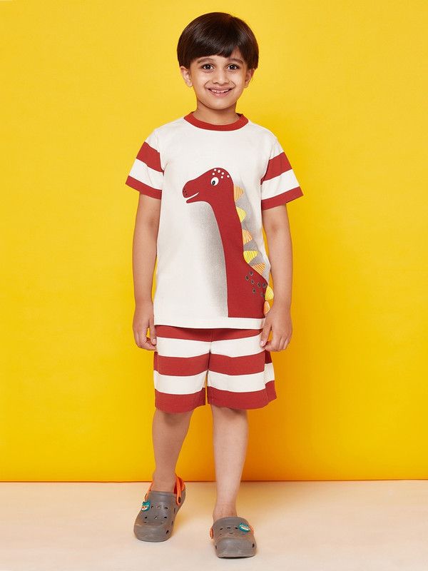 Boys Casual T-shirt Shorts, Sleepsuit  (Brown)