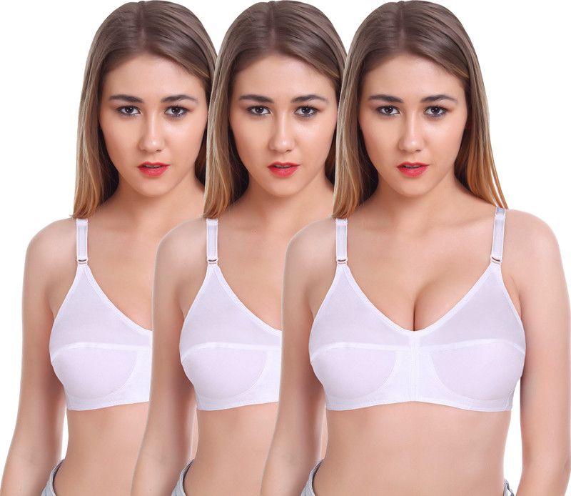Pack of 3 Women Training/Beginners Non Padded Bra  (White)