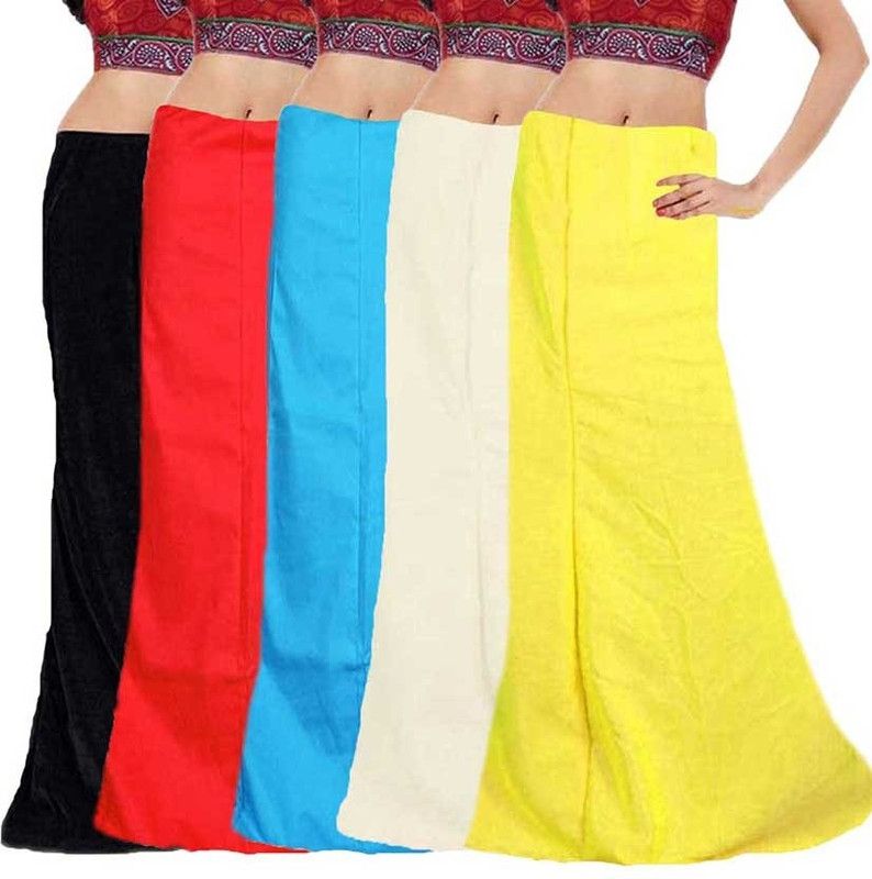 eFashionIndia Black_Orange_Blue_White_Yellow_Petticoat Cotton Blend Petticoat  (XXL)