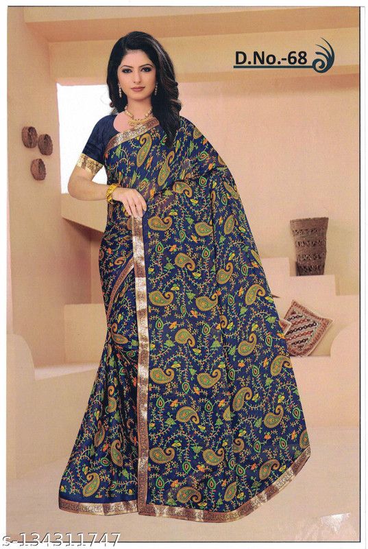 Printed Daily Wear Chiffon Saree  (Red, Green, Gold, Blue, Pink, Grey, Light Green, Yellow)