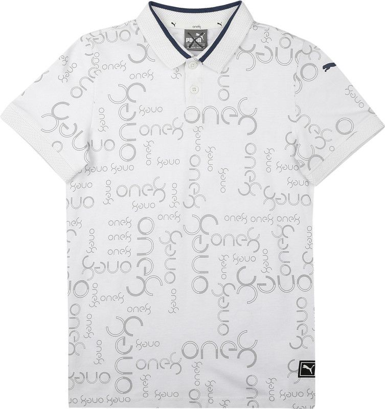 VK AOP Polo b Boys Printed Cotton Blend T Shirt  (White, Pack of 1)
