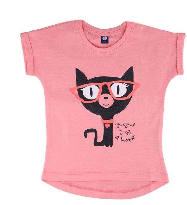 Mickey Girls Party Cotton Blend Top  (Pink, Pack of 1)