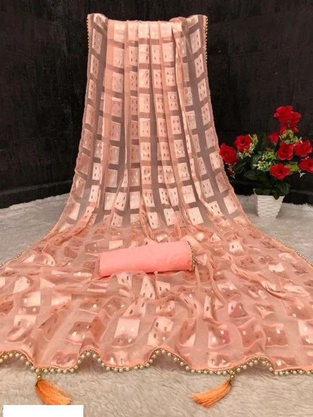 Self Design Bhagalpuri Pure Silk Saree  (Orange)