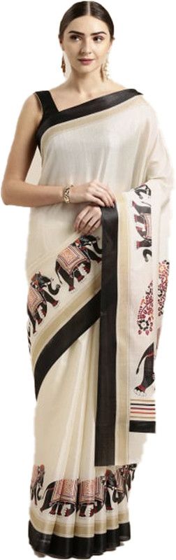 Printed Kanjivaram Silk Blend, Art Silk Saree  (Multicolor)