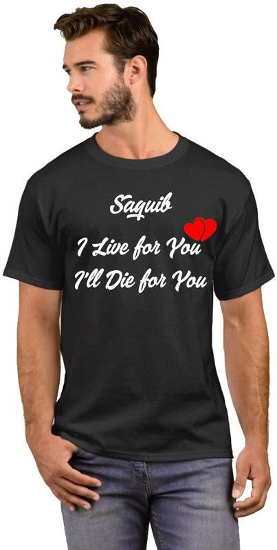 Saquib I Live for You I 'll Die for You Men Printed Round Neck Cotton Blend White, Black T-Shirt