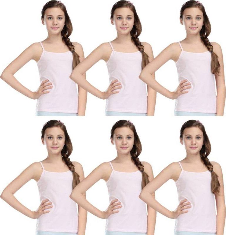 Camisole Bodysuit Slip For Girls  (White, Pack of 6)