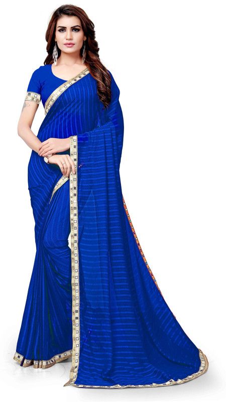 Self Design Daily Wear Georgette Saree  (Blue)