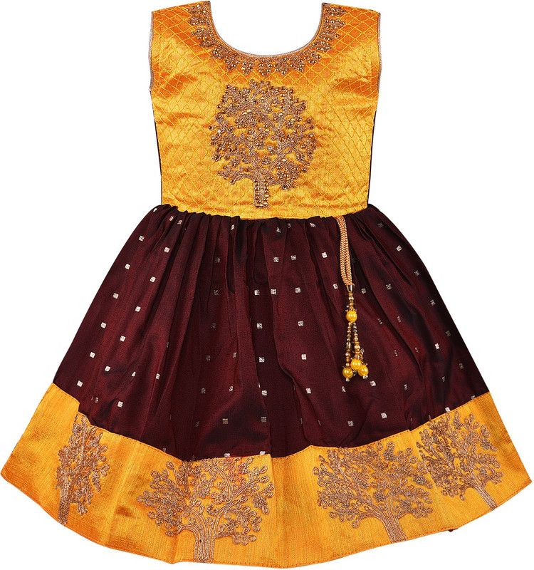Baby Girls Midi/Knee Length Party Dress  (Gold, Sleeveless)