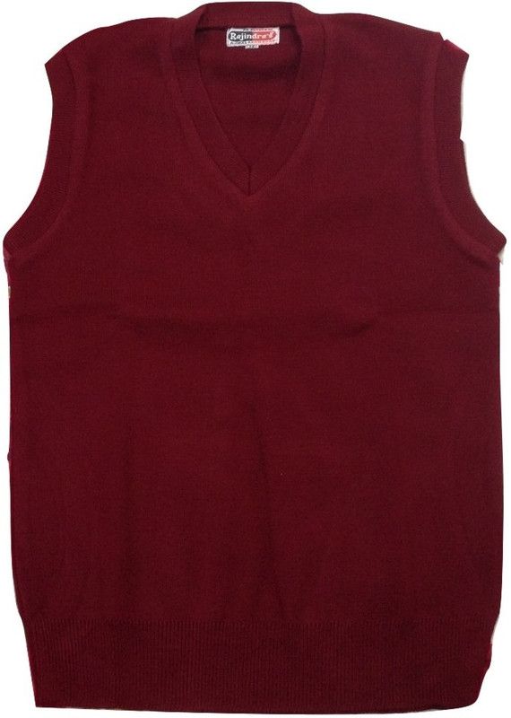 Women Solid V-neck Maroon Sweater