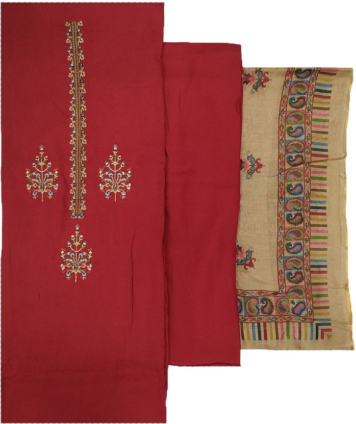 Unstitched Viscose Rayon Salwar Suit Material Embroidered