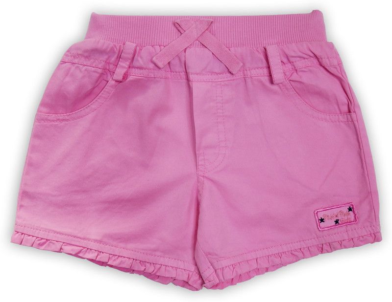 Short For Girls Casual Solid Pure Cotton  (Pink, Pack of 1)