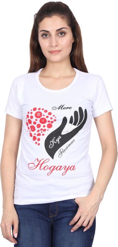 Casual Regular Sleeves Printed Women White, Red Top