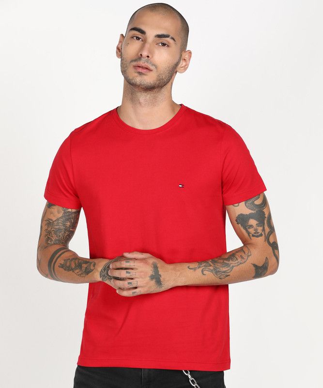 WCC ESSENTIAL COTTON TEE Men Solid Round Neck Pure Cotton Red T-Shirt