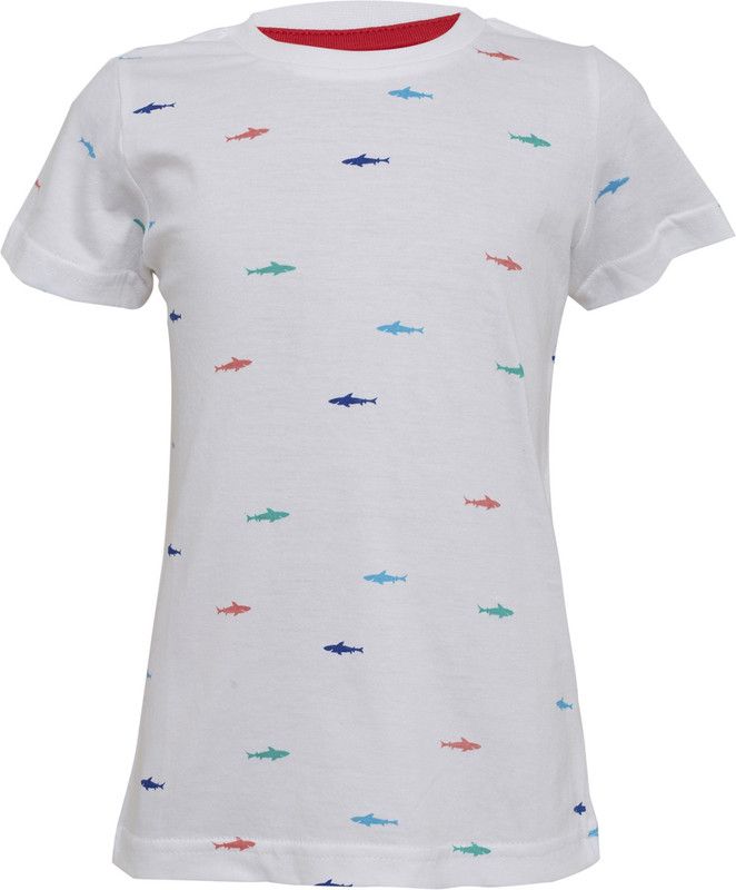 Boys Animal Print Cotton Blend T Shirt  (White, Pack of 1)