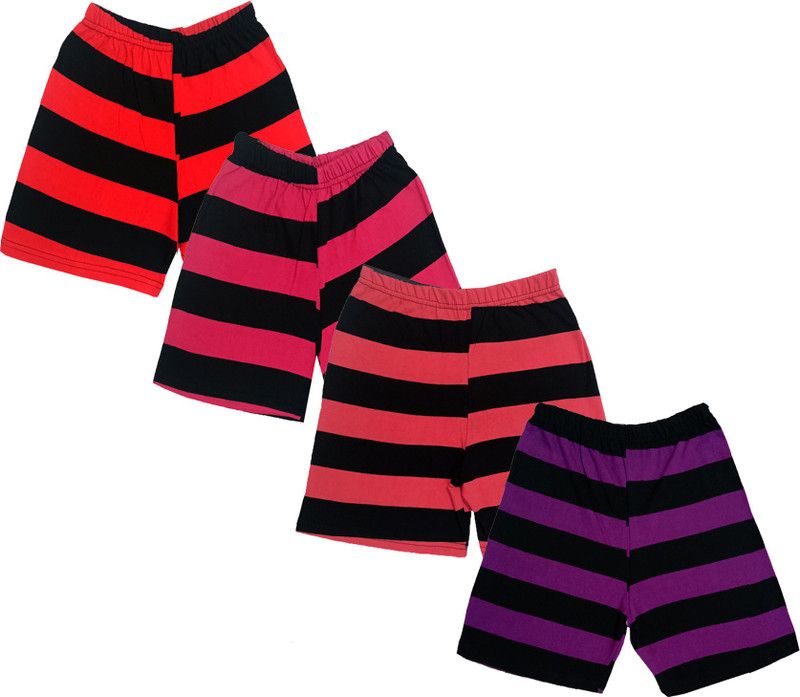 Short For Boys & Girls Casual Striped Cotton Blend  (Multicolor, Pack of 4)