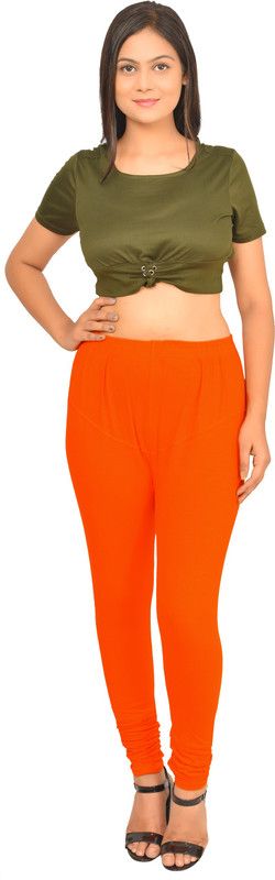 SCOUR Churidar Ethnic Wear Legging  (Orange, Solid)