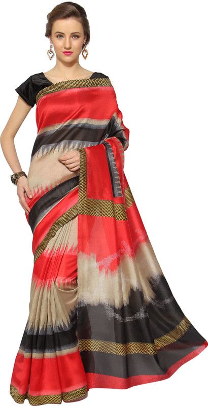 Digital Print Bollywood Silk Blend, Cotton Blend Saree  (Multicolor)