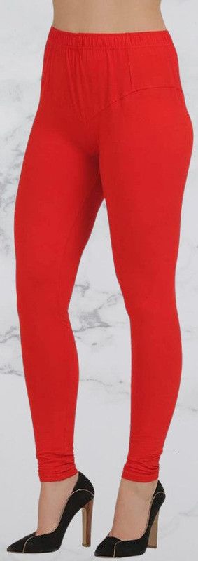 Churidar Ethnic Wear Legging  (Red, Solid)