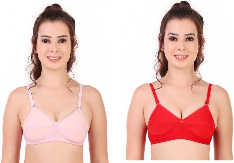Pack of 2 Women Push-up Lightly Padded Bra  (Red, Pink)