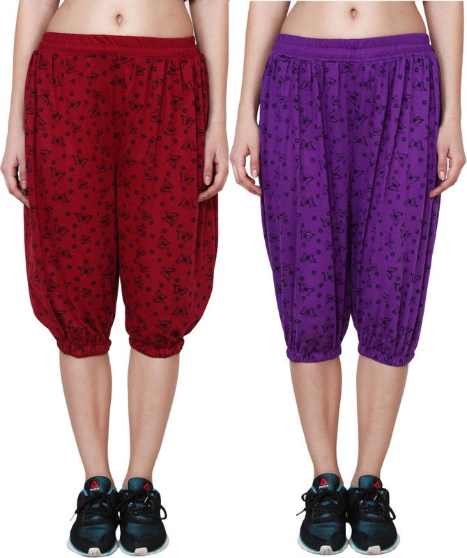 Printed Capri Women Purple, Maroon Capri