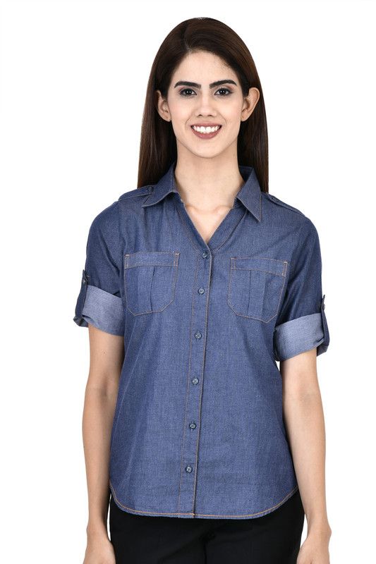 Women Regular Fit Washed Formal Shirt