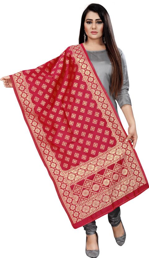 Jacquard Woven Red Women Dupatta