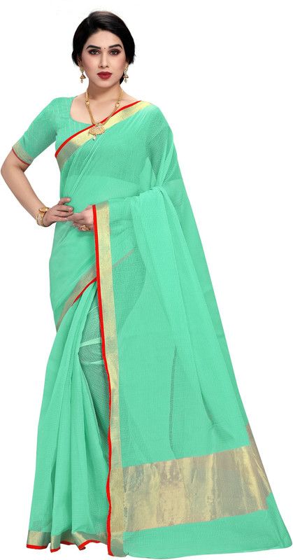 Striped Kota Doria Cotton Silk Saree  (Multicolor)
