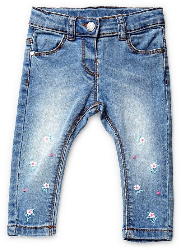 Baby Girls Blue Cotton Blend Trousers