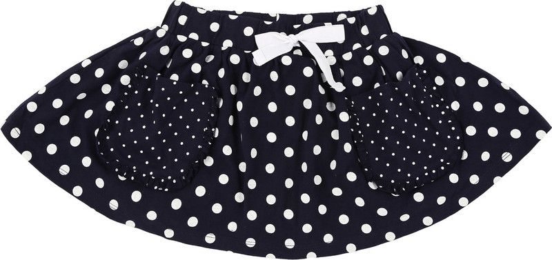 Girls Polka Print Flared Blue Skirt